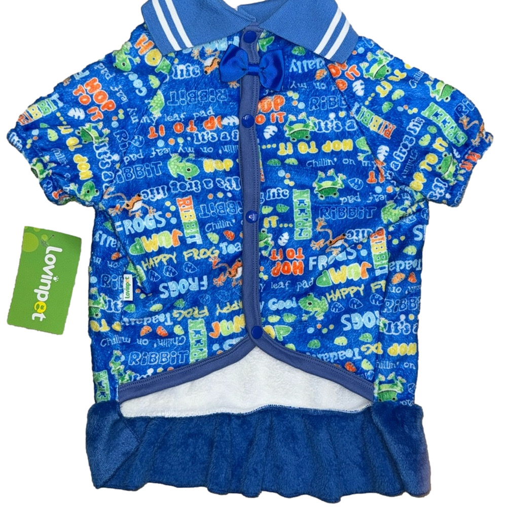 FLEECE Froggy Pajamas for dogs w/polo collar and ruffle NWT